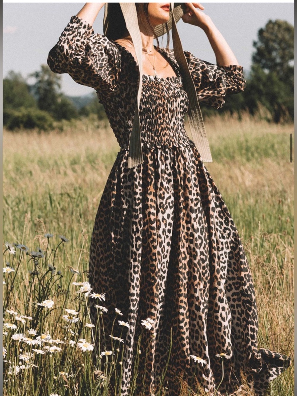 Ganni Cotton Silk Leopard Dress Size 36/ Small - Picture 2 of 10